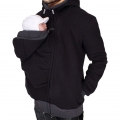 Mens Kangaroo Sweatshirt Hoodie Jacket for Dad and Baby Carrier Pullover Sweater Black, L