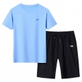 Boys Short Sleeve T-Shirt Tops and Shorts Set Summer Tracksuit Outfits Blue, 5-6 Years