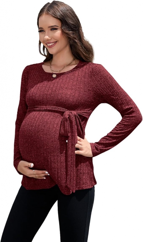 Women's Maternity Nursing Tops Long Sleeve Soft Double Layer Maternity Clothes