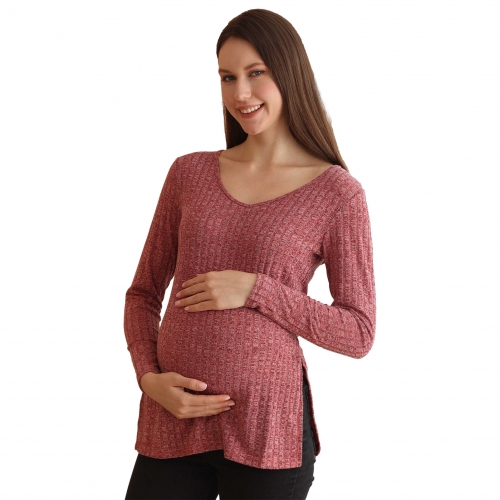 Women's Maternity Nursing Tops Long Sleeve Soft Double Layer Maternity Clothes