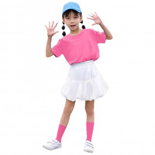 Girls Short Sleeve T-Shirt Tops + Skirt + Socks 3 Pieces Summer Outfits Set Pink, 9-10 Years